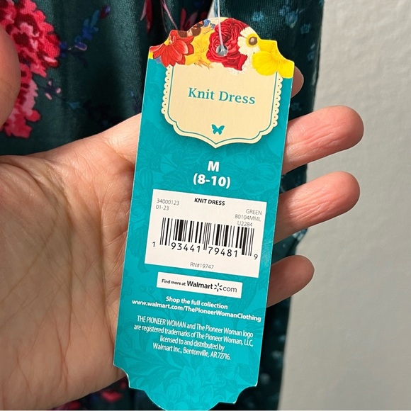 The Pioneer Woman Green Floral Knit Dress Size M - Picture 4 of 10